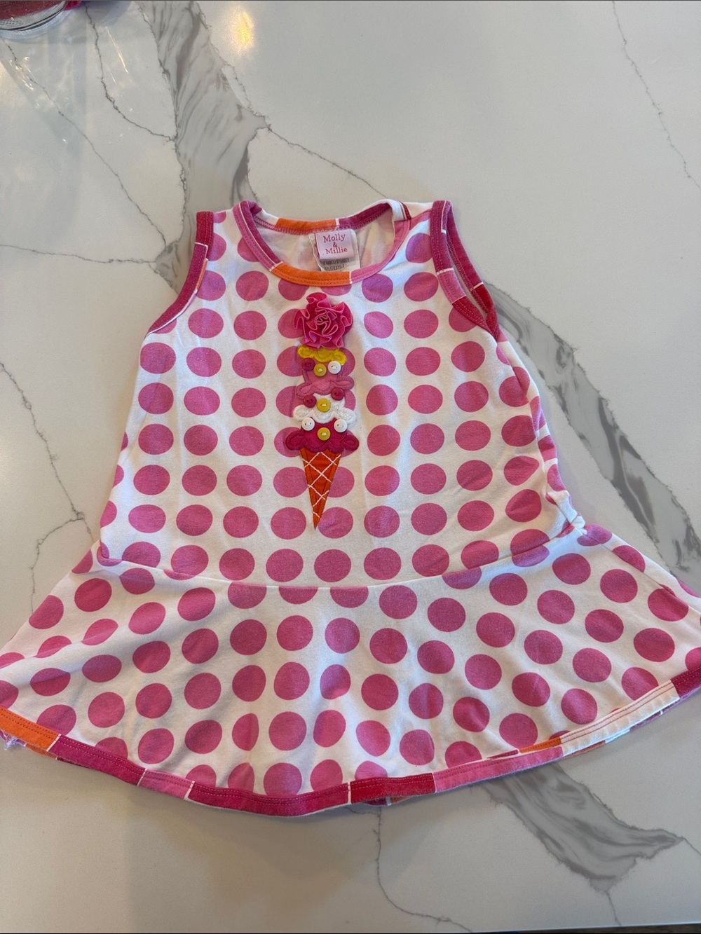 Molly and Millie Pink Polka Ice cream Cone Dot Dress Size 24M